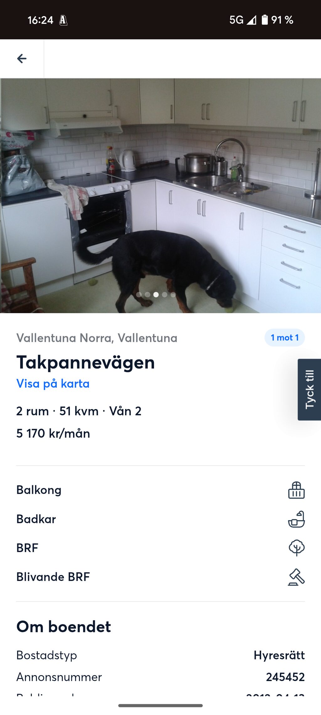 Lägenhetsbyte - Takpannevägen 225